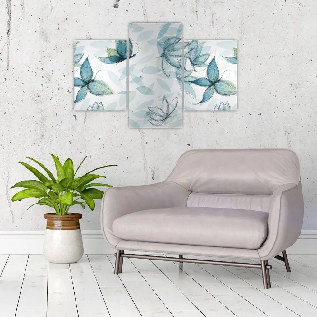 Tablou - Fluturași albaștri (90x60 cm)