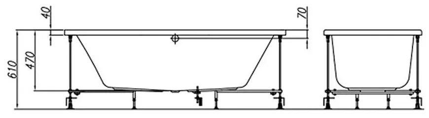 Cada baie incastrata 170 x 75 cm KolpaSan, Elektra 1700x750 mm