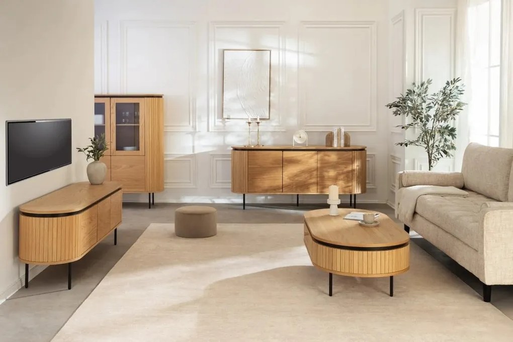 Vitrina cu furnir de stejar ATELIER 140cm