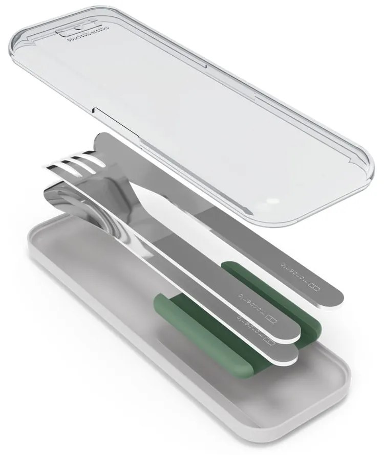 Set 3 tacâmuri pentru călătorie Monbento Slim Box, verde