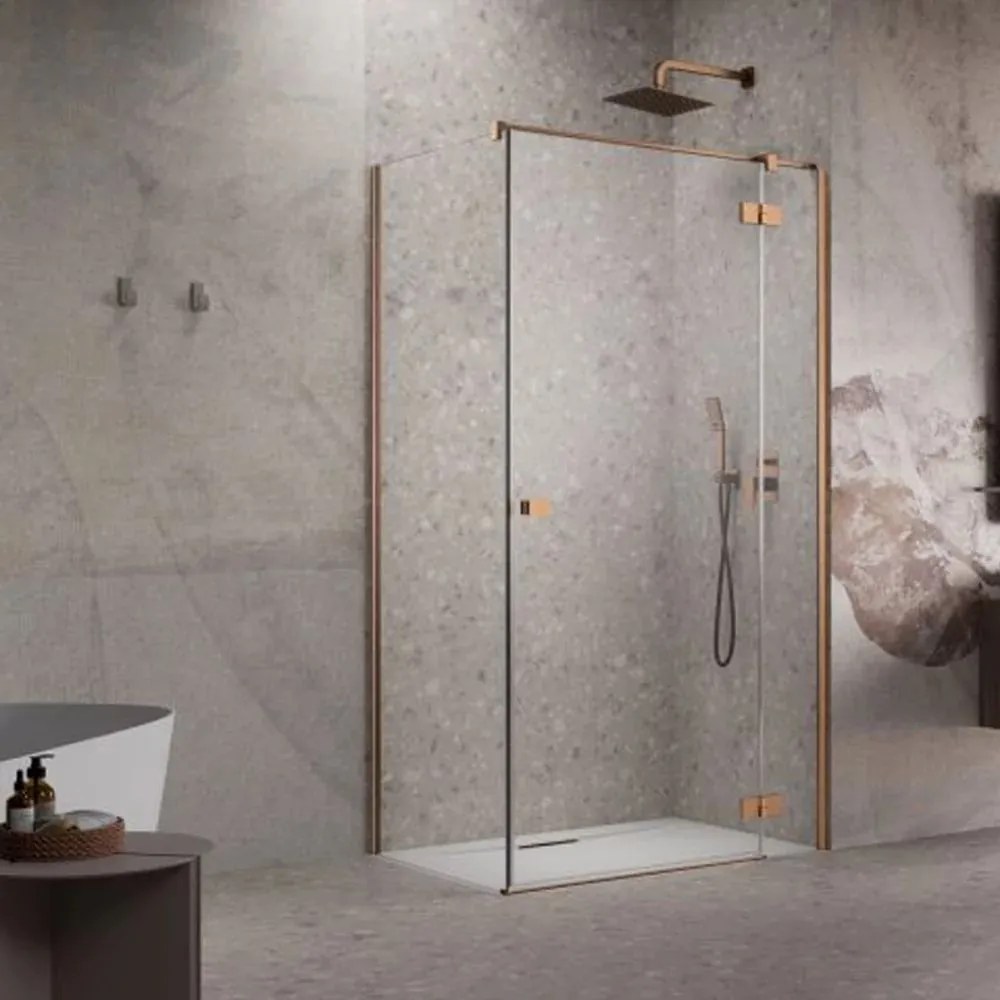 Usa de nisa batanta Radaway Essenza KDJ 100 cm sticla 6 mm finisaj cupru periat-transparent deschidere dreapta