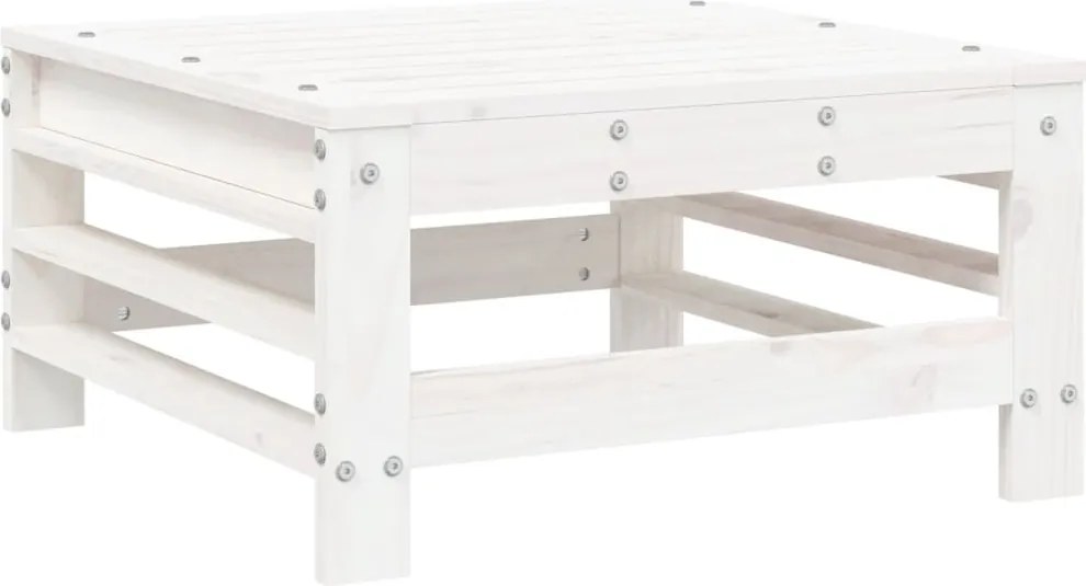 vidaXL Taburet de grădină, alb, lemn masiv de pin