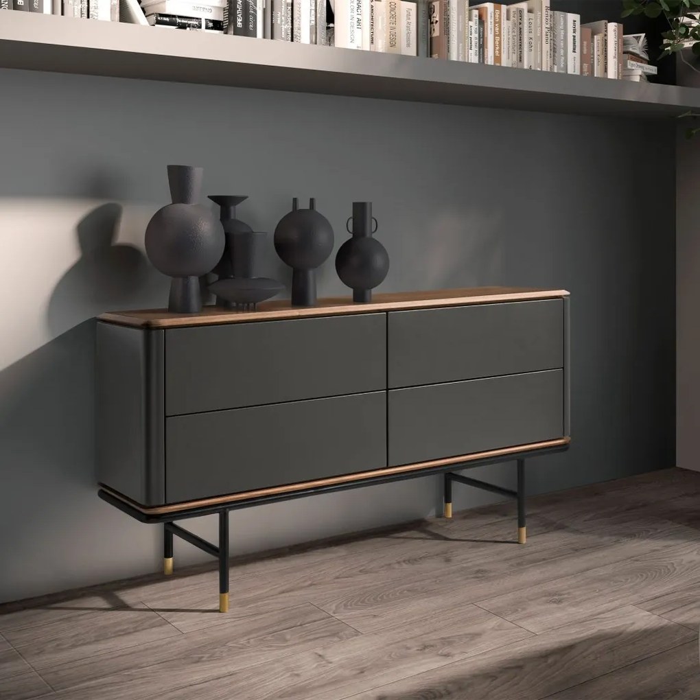 Comoda deosebita design LUX Dark Grey-Walnut 140x45cm