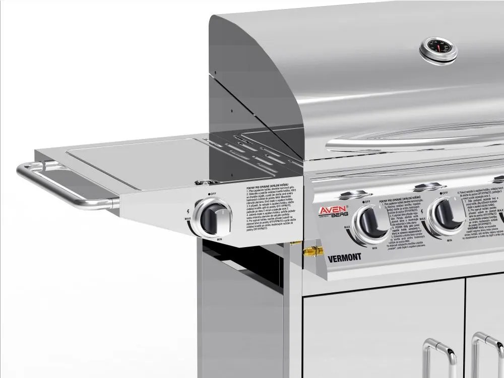 Grătar BBQ pe gaz din inox cu arzător lateral Avenberg VERMONT