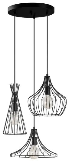 Lustră pe cablu MEZOPOTAMYA 3xE27/40W/230V negru
