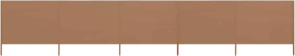 vidaXL Paravan anti-vânt cu 5 panouri, gri taupe, 600 x 80 cm, textil