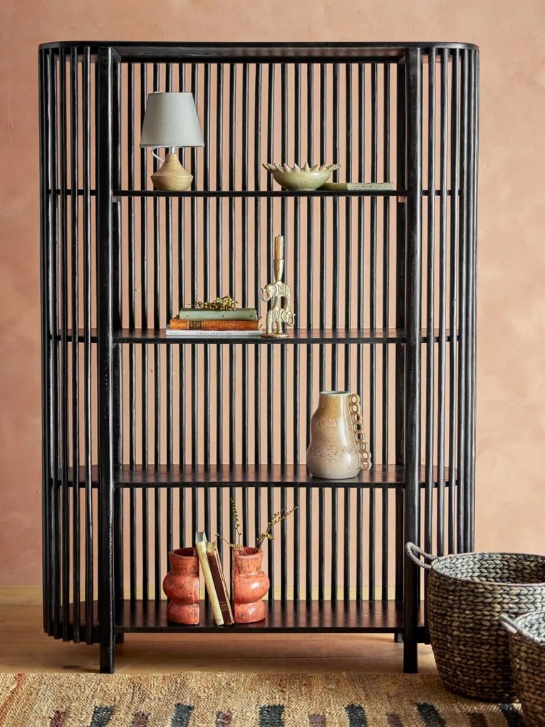 Biblioteca, neagra, din lemn de mango, Sali