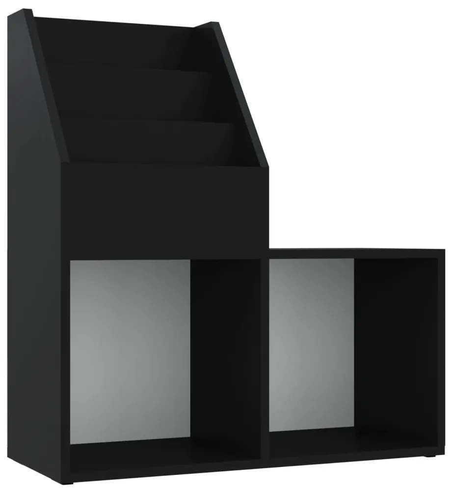 339516 vidaXL Raft reviste pentru copii, negru, 71x30x78,5cm, lemn prelucrat