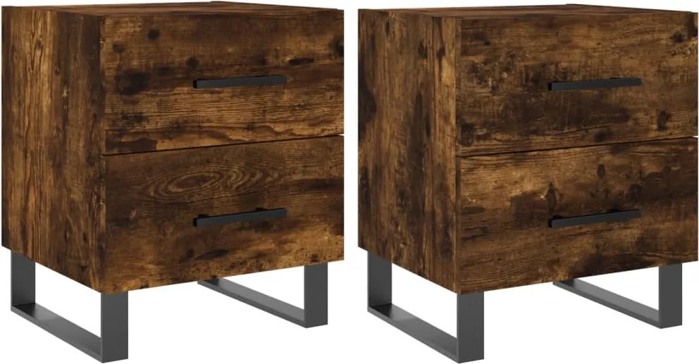 vidaXL Noptiere, 2 buc., stejar fumuriu, 40x35x47,5 cm, lemn compozit