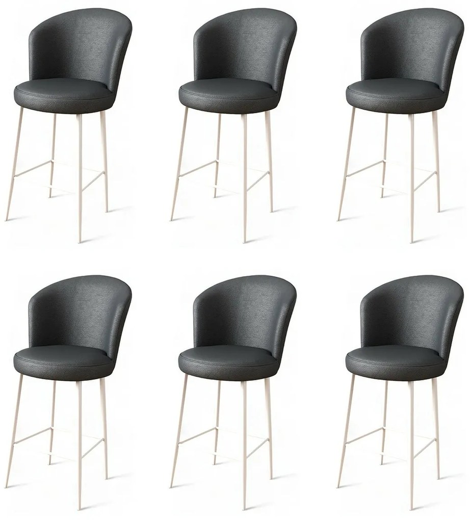 Set de scaune de bar Uras Anthracite and White, 6buc., 6 buc.