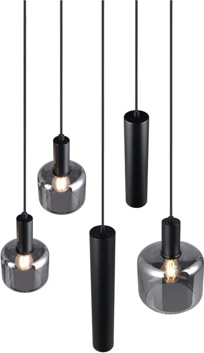 Lustră neagră cu abajur din metal/cu abajur din sticlă ø 40 cm Mataro – Trio