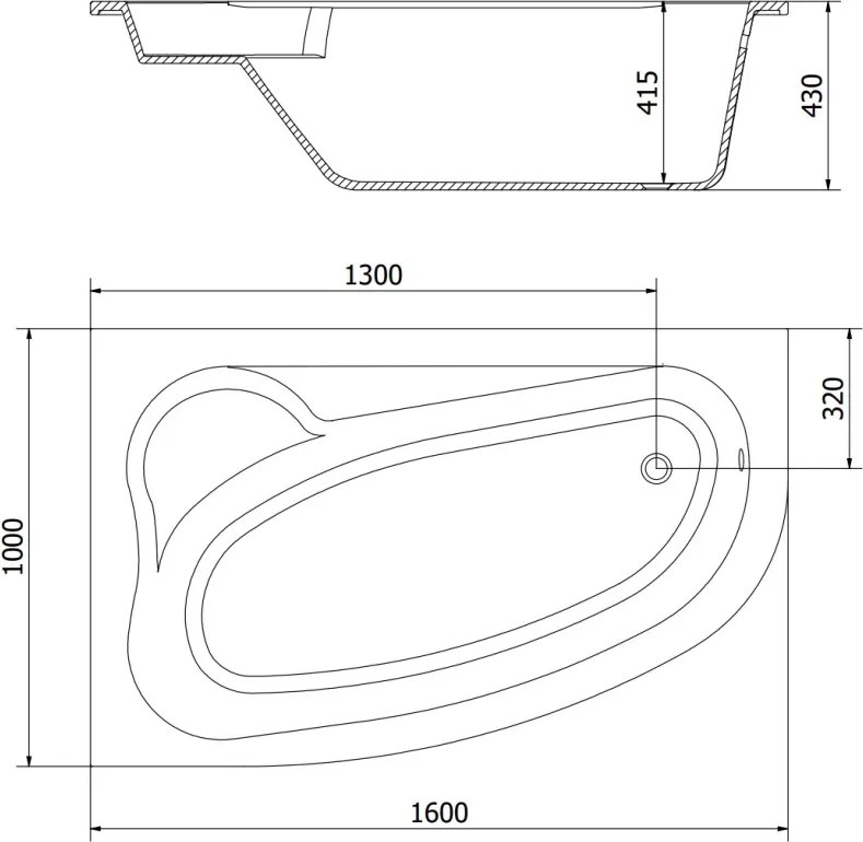 Mexen Westa cadă de colț stânga 160 x 100 cm, albă - 560116010001