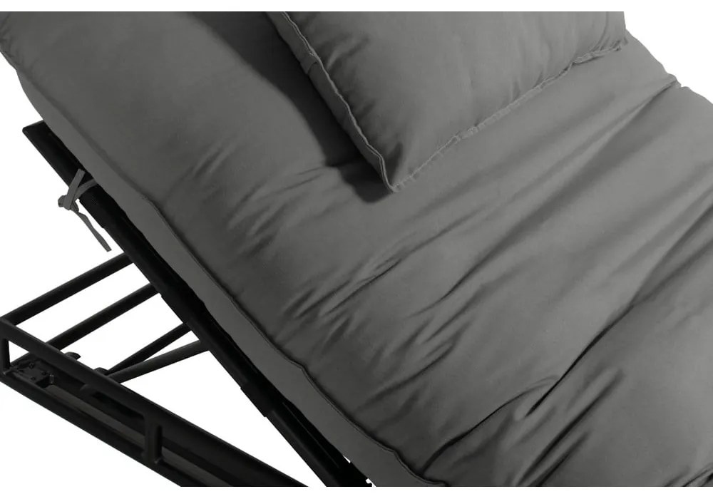 Șezlong de grădină gri închis din metal/capitonat Emma – Hartman