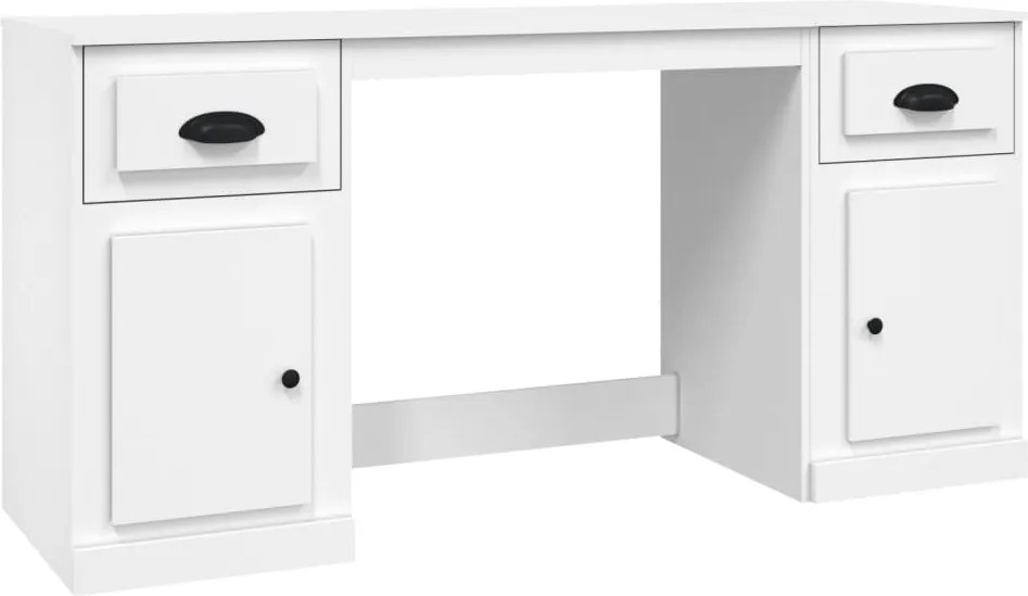 vidaXL Birou cu dulap, alb, lemn prelucrat