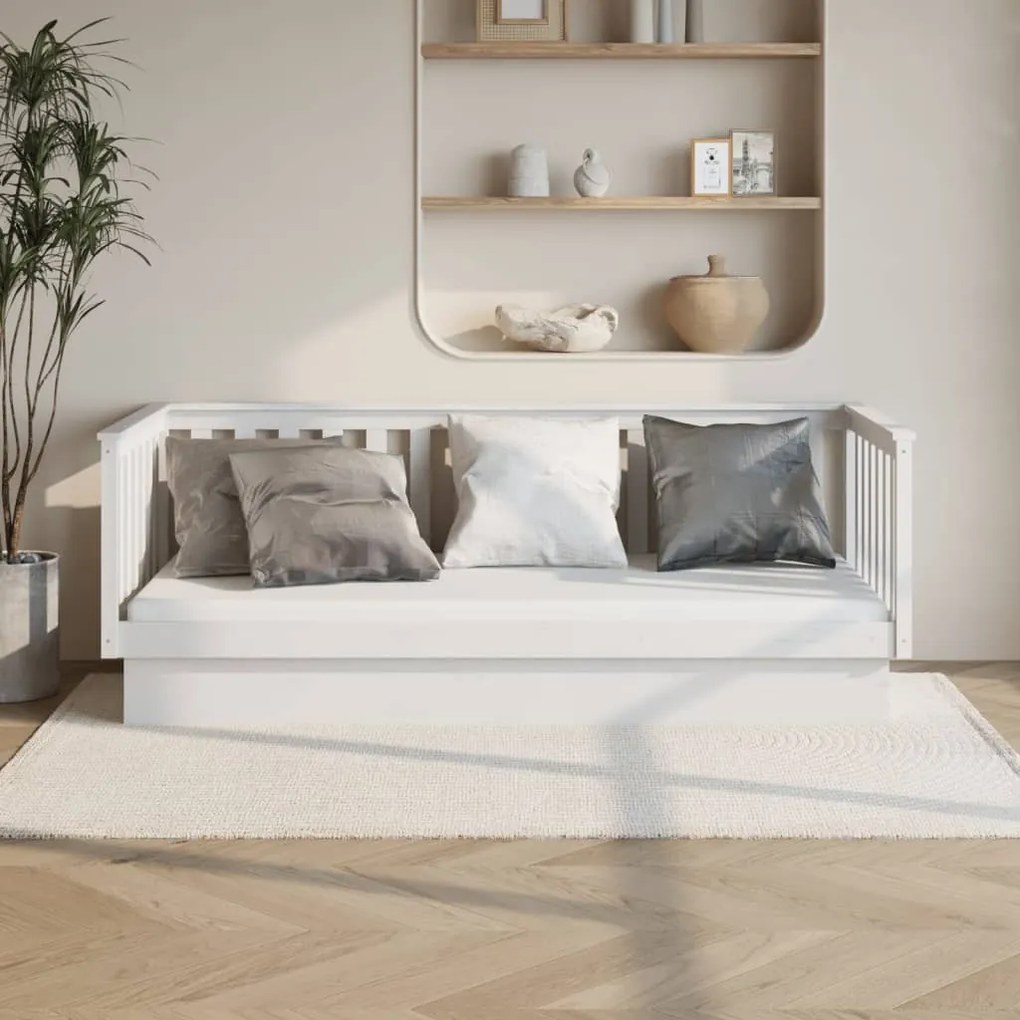 821565 vidaXL Pat de zi, alb, 90x200 cm, lemn masiv de pin