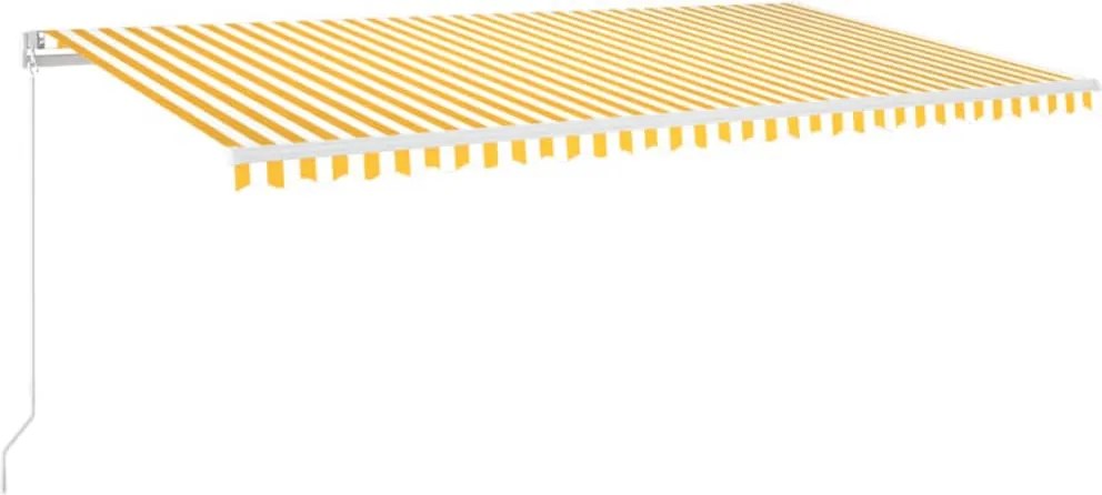 vidaXL Copertină retractabilă manual, galben și alb, 600x350 cm