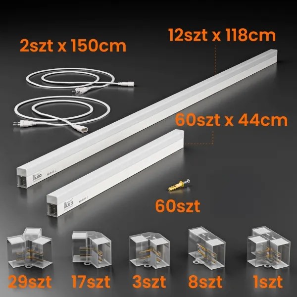 Plafonieră LED LED/696W/85-265V 4000K 484x243 cm CRI 90 IP54 albă