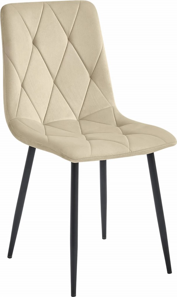 OFERTA Scaun de sufragerie din catifea bej deschis LIBRA cu picioare negre II. calitate