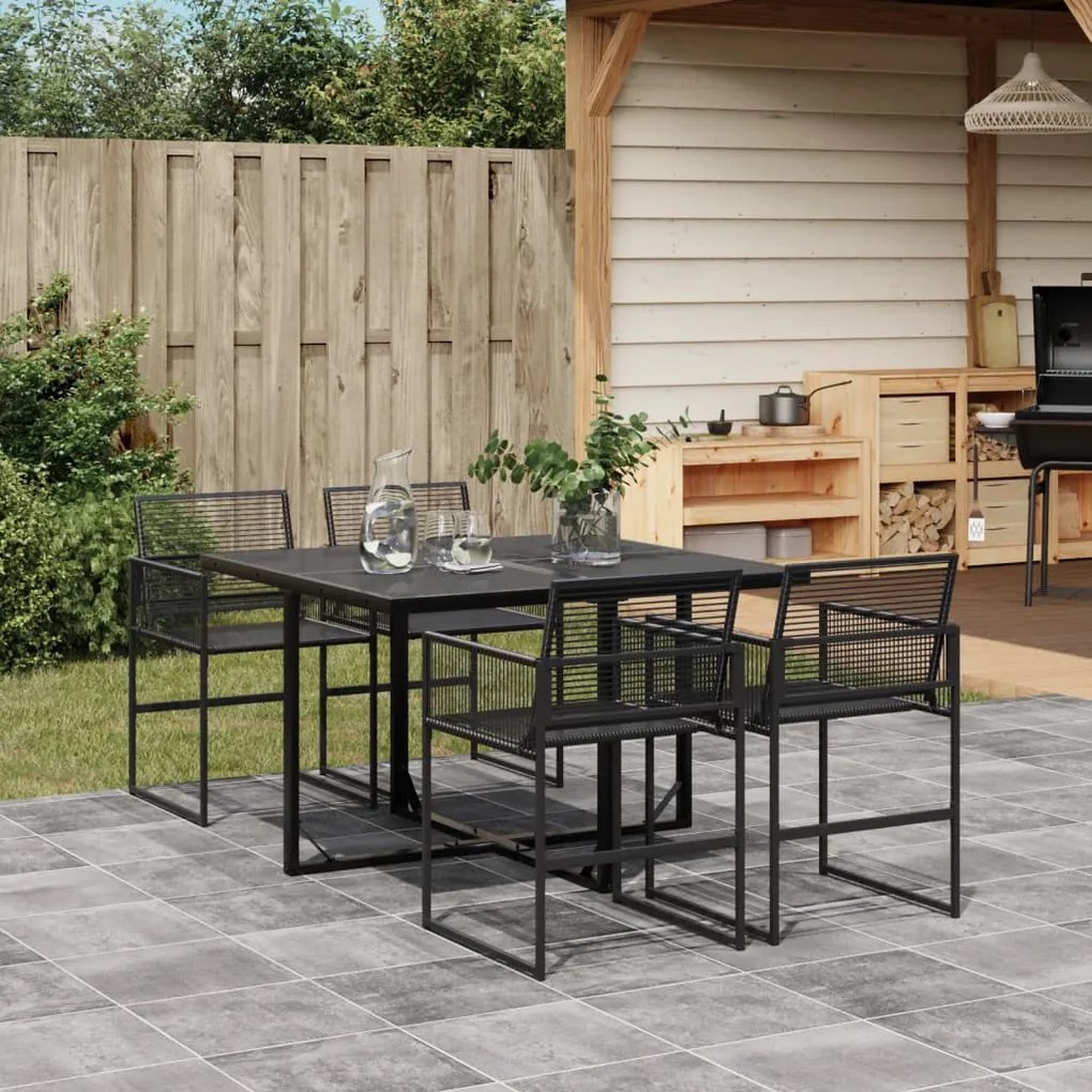 vidaXL Set mobilier de grădină, 5 piese, negru, poliratan