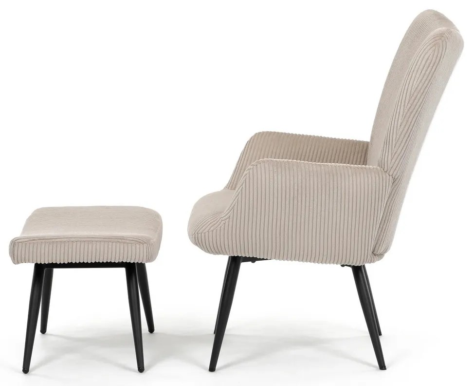 Scaun pentru relaxare cu suport pentru picioare L7285 CRM6, crem