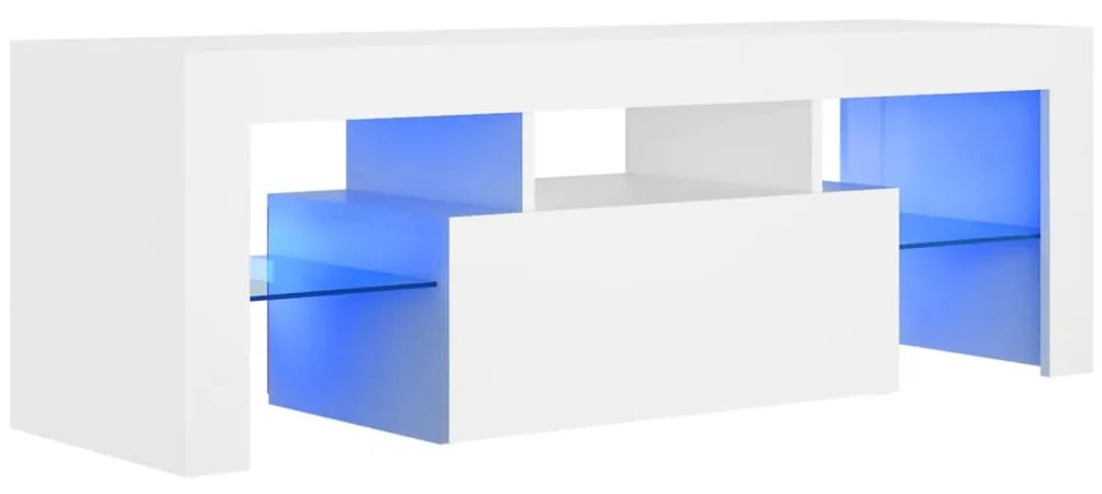 804346 vidaXL Comodă TV cu lumini LED, alb, 120x35x40 cm