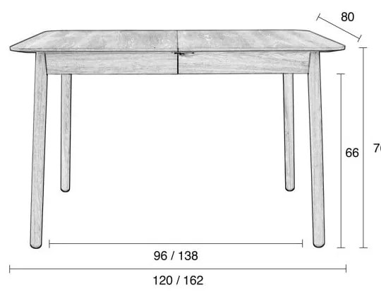 Masă dining extensibilă Zuiver Glimps, 120 x 80 cm