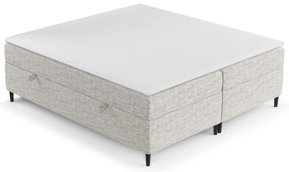 Pat boxspring gri deschis cu spațiu de depozitare 200x200 cm Araya – Maison de Rêve