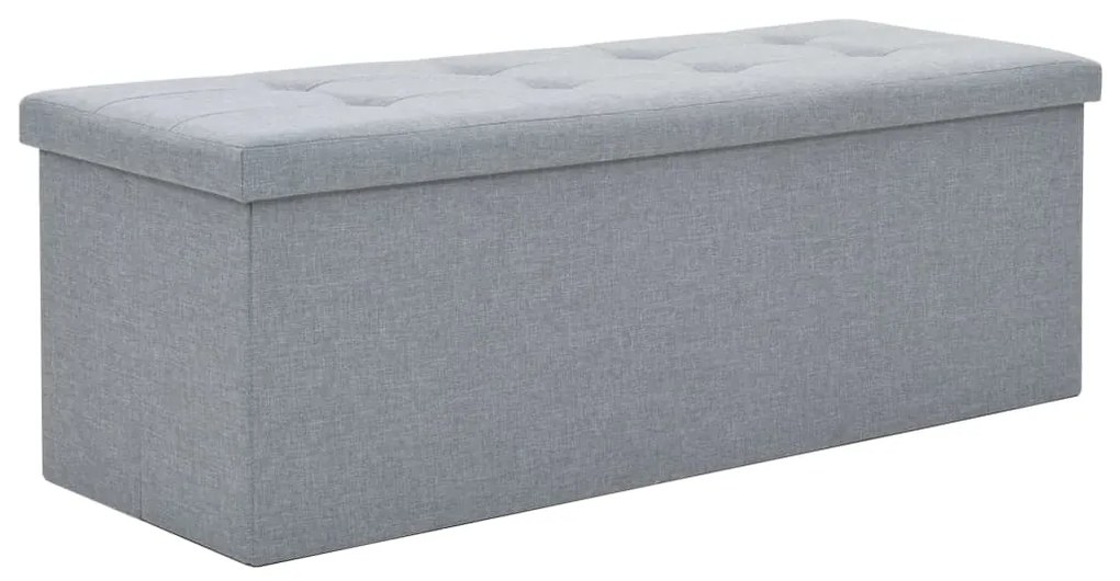 247086 vidaXL Bancă depozitare pliabilă, aspect pânză 110x38x38cm gri deschis