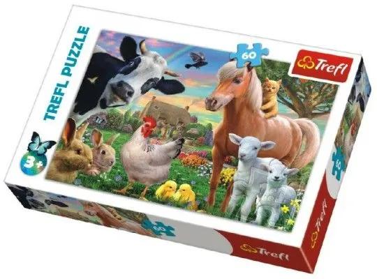 PULSE Puzzle Animale vesele de ferma, 33 x 22 cm, 60 piese