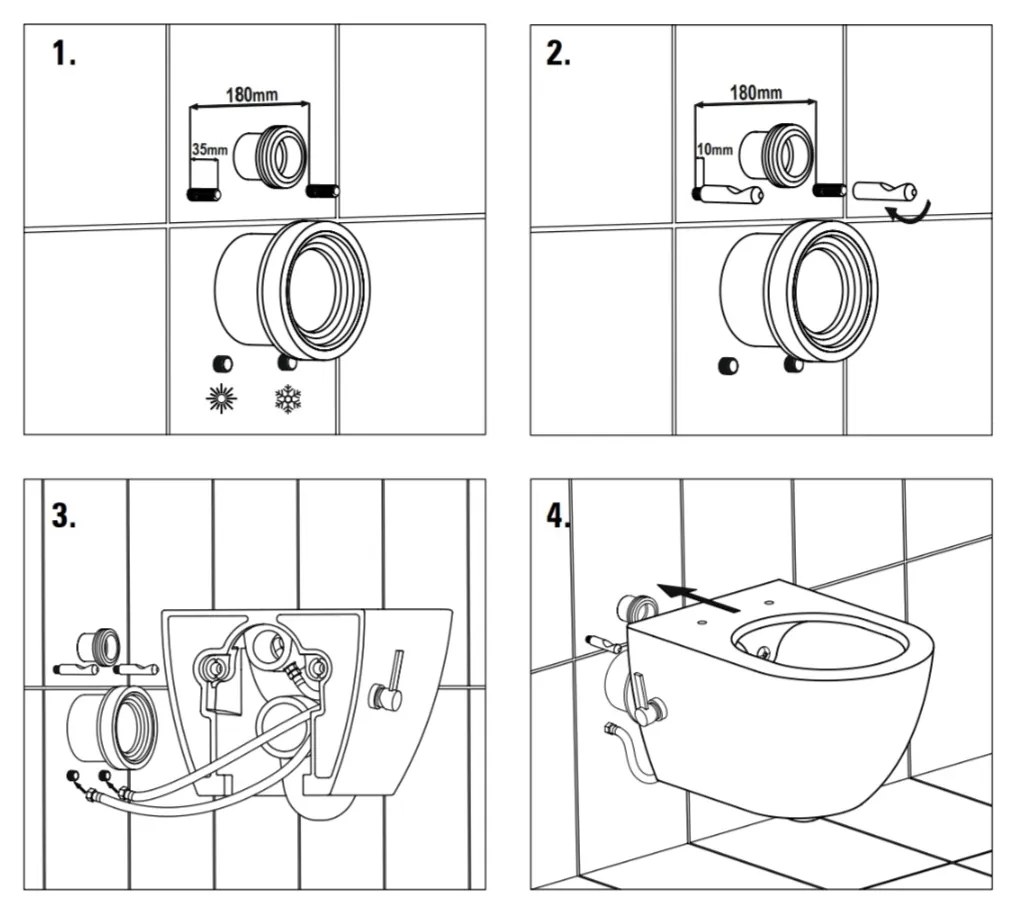 Vas wc suspendat cu functie bideu, dreptunghiular, rimless si baterie auriu mat Foglia Safari Baterie auriu mat