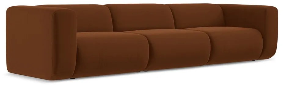 Canapea portocalie/maro cu tapițerie din catifea 319 cm Ekahi – Makamii