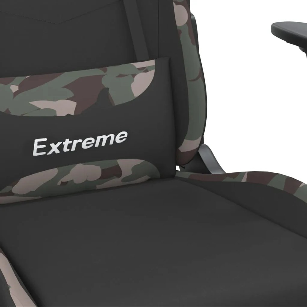 Scaun de gaming cu suport picioare, negru si camuflaj, textil 1, black and camouflage, Cu suport de picioare