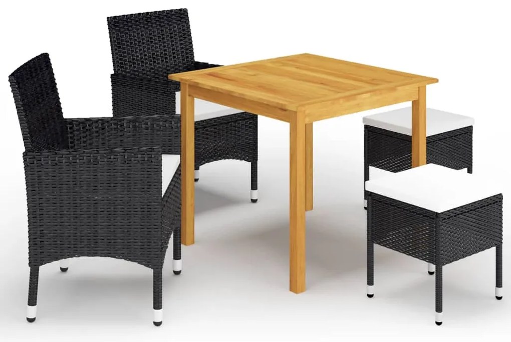 vidaXL Set mobilier de grădină, 5 piese, negru