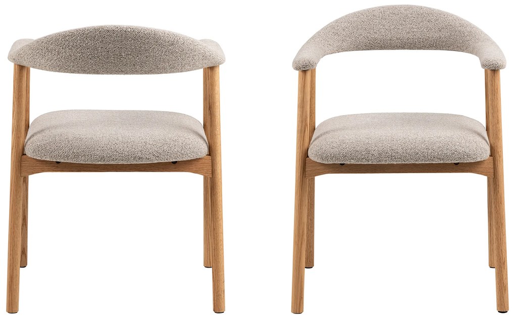 MAZZONI EXPORT ADELE Bej Latte (țesătură Monza 60)/cadru Stejar Natural - SCAUN DIN LEMN BOUCLÉ PENTRU SALON SUFRAGERIE BUCĂTĂRIE RETRO