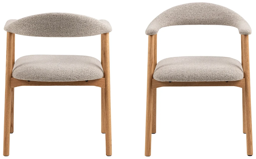 MAZZONI EXPORT ADELE Bej Latte (țesătură Monza 60)/cadru Stejar Natural - SCAUN DIN LEMN BOUCLÉ PENTRU SALON SUFRAGERIE BUCĂTĂRIE RETRO