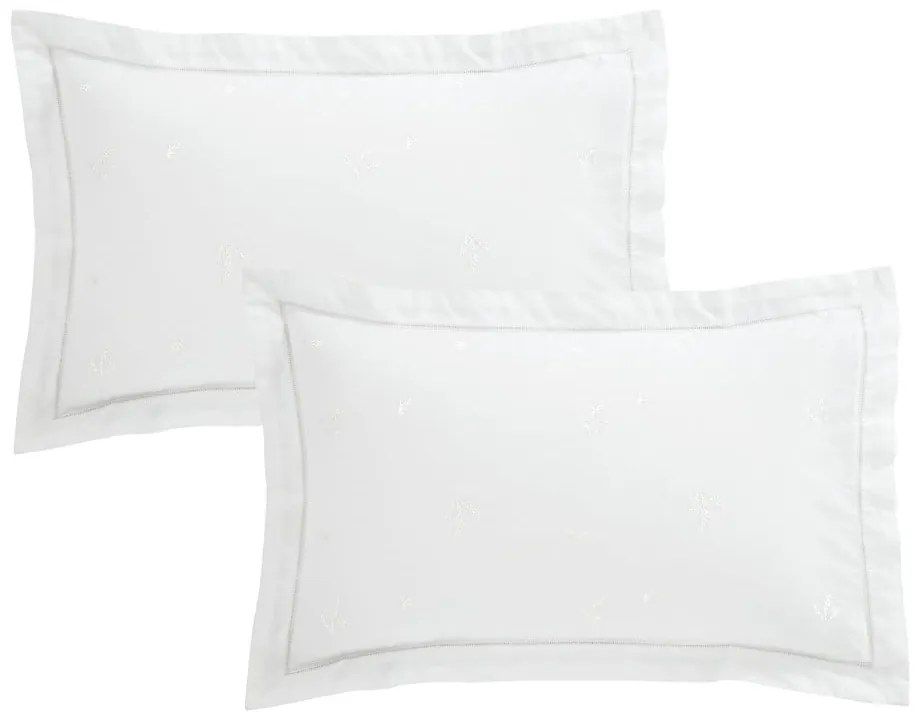 Față de pernă din bumbac 50x75 cm Lottie Floral Embroidery – Bianca