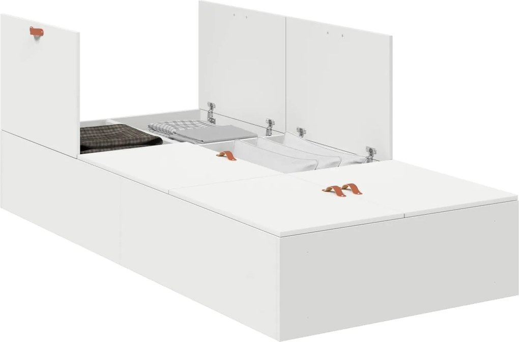 vidaXL Cadru de pat cu depozitare Alb 100 x 200 cm Lemn compozit