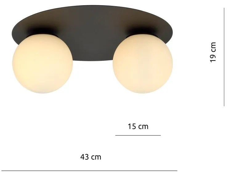Plafoniera cu 2 surse de iluminat design modern Solar negru
