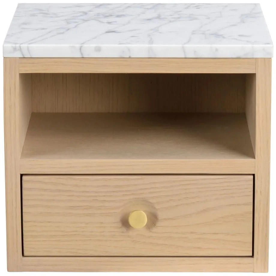 Noptieră natural cu blat cu aspect de marmură Whitmore – Rowico