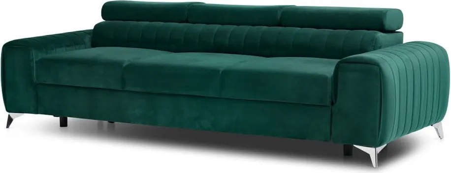 Canapea verde extensibilă cu tapițerie din catifea 261 cm Laurence – ELTAP