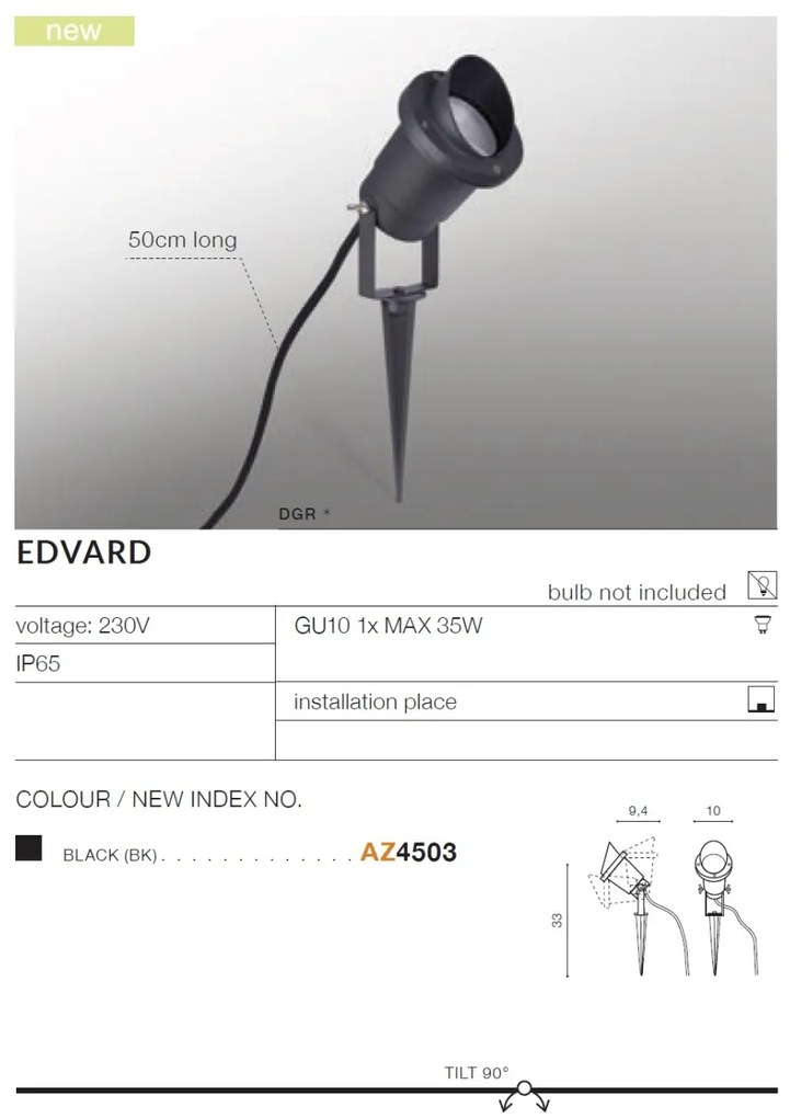 Tarus de exterior cu spot directionabil IP65 EDVARD