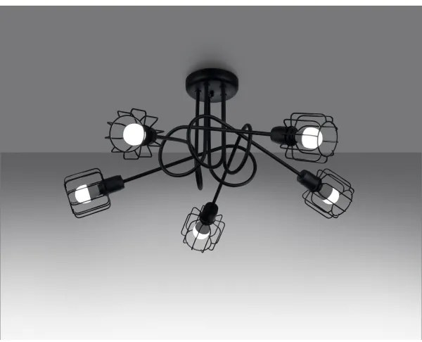 Lustră pe tijă BELUCI 5xE14/40W/230V neagră Sollux SL.1119