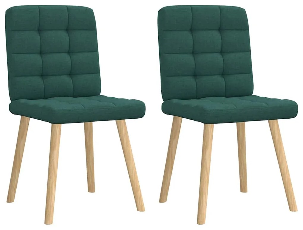 vidaXL Scaune de bucătărie, 2 buc., verde închis, material textil
