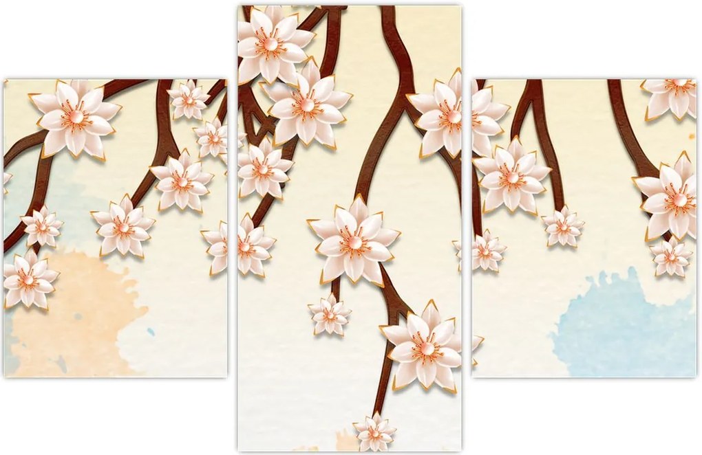 Tablou - Flori colorate pe ramuri (90x60 cm)