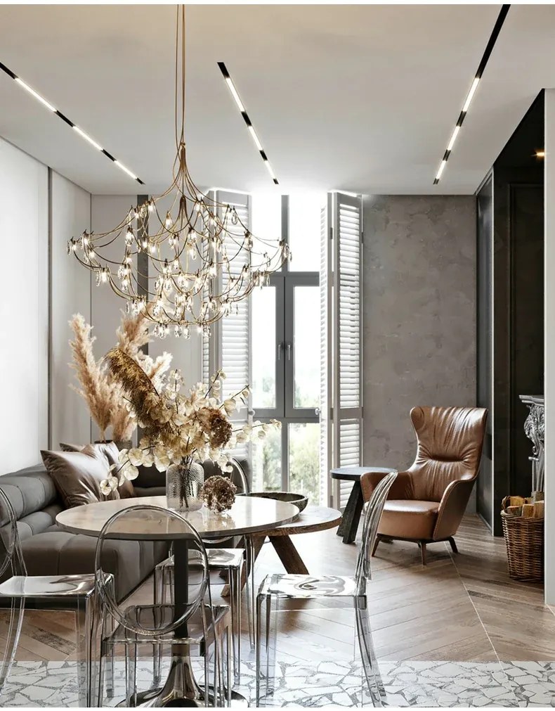 Banda LED Șină Magnetică Negru, 12W – Design Încastrat Cu Lumină Neutră, Potrivită Pentru Iluminat Elegant