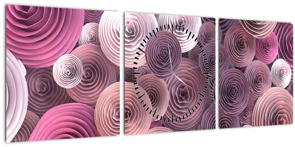 Tablou abstract a florii de trandafir (cu ceas) (90x30 cm)