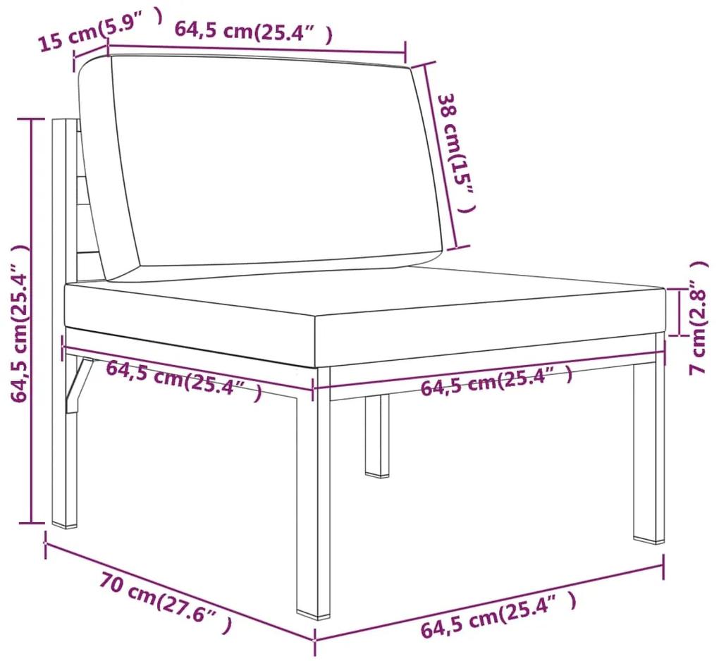 Set mobilier de gradina cu perne, 6 piese, antracit, aluminiu 4x mijloc + 2x colt, 1