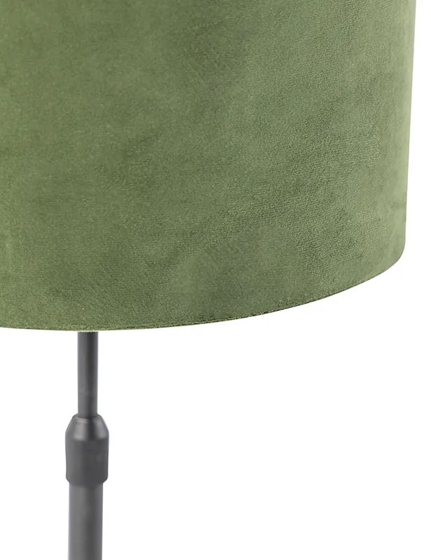 Lampă de masă neagră cu abajur din catifea verde cu auriu 25 cm - Parte