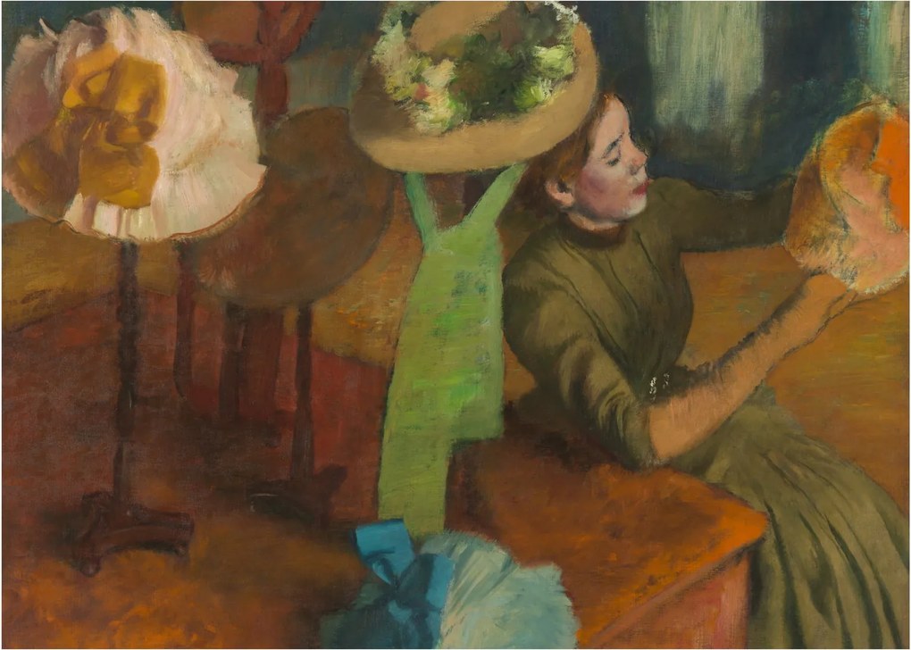 Tablou pe sticlă - Edgar Degas, The Millinery Shop, reproducere (70x50 cm)