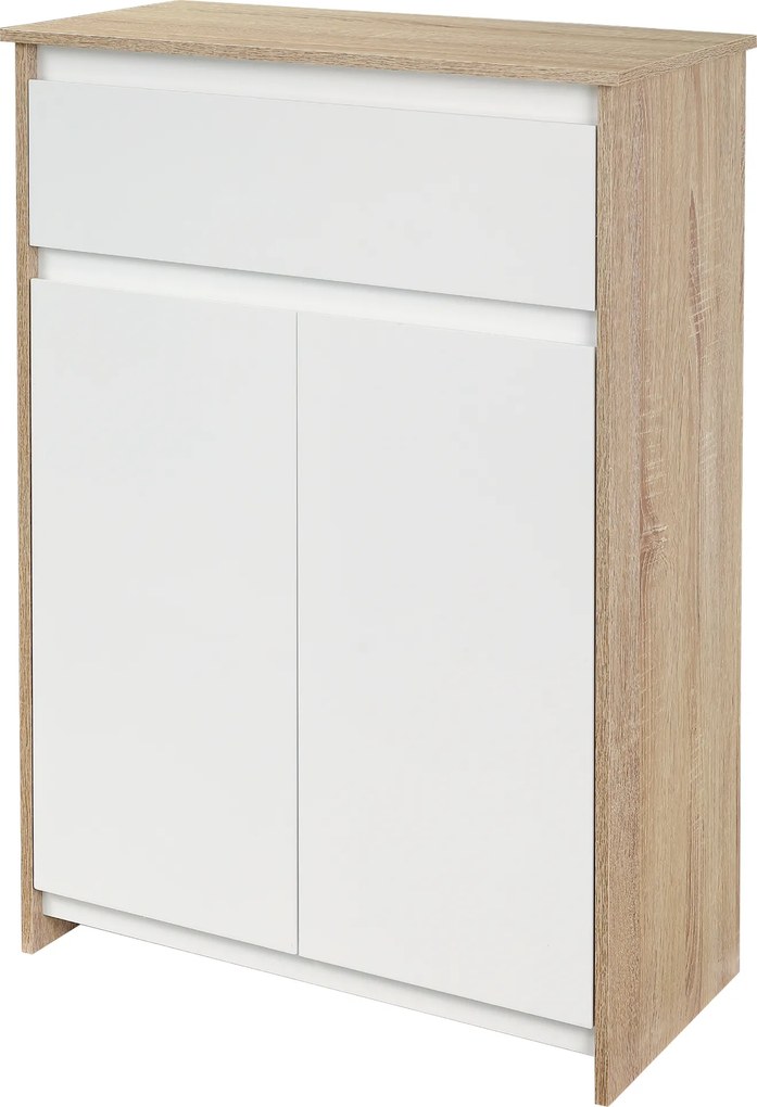 Kleankin Mobilier de Baie Multifuncțional, Combinație Dulap și Sertar, Design Modern în Nuanțe de Lemn și Alb, 60x30x90 cm | Aosom Romania